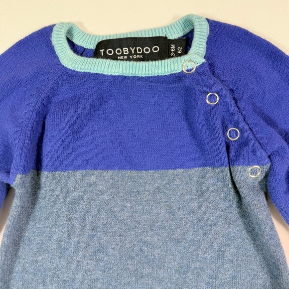 TOOBYDOO NEW YORK Blue And Purple Colorblock Cashmere Blend Romper 3–6M - Picture 2 of 8